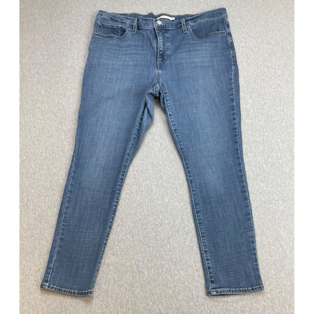 Levis Jeans Womens 34 x 28 Blue Cotton Blend Stretch Skinny Leg Mid-Rise